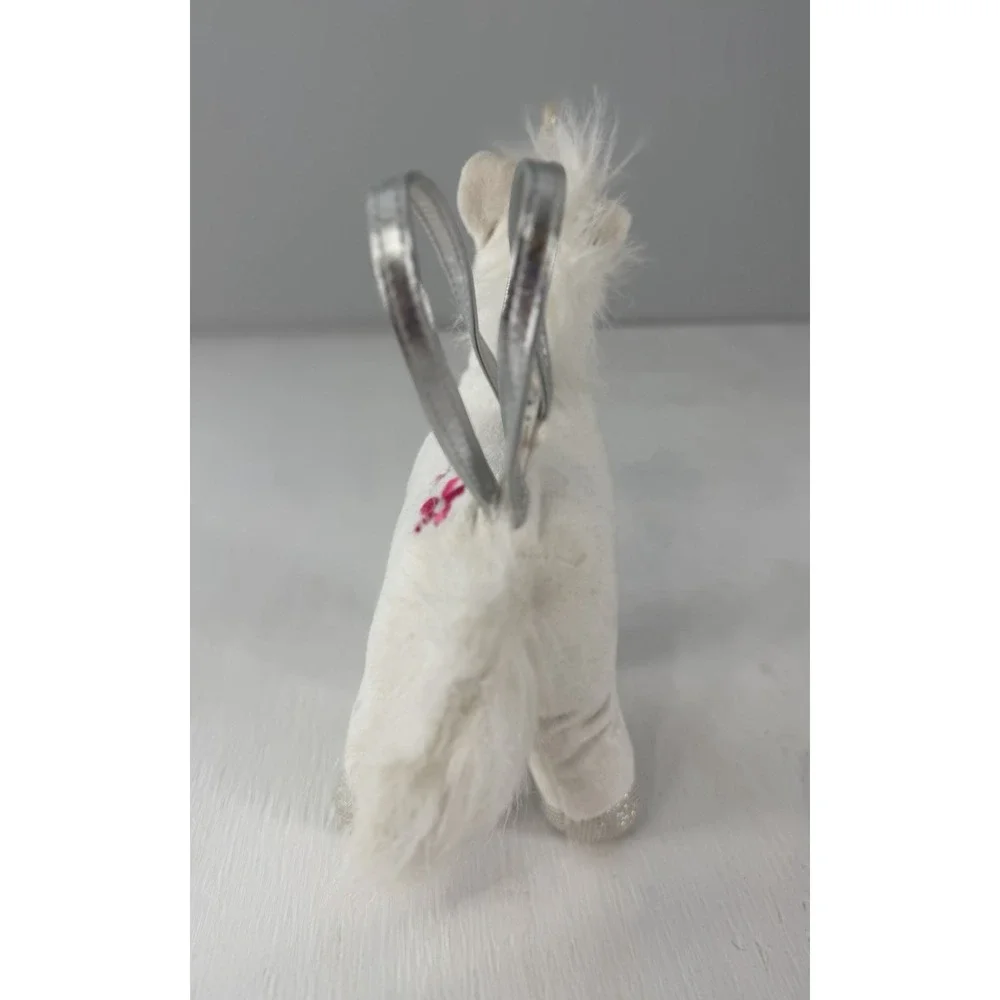 Gymboree UNICORN plush Purse Bag 2010 RARE Embroidered Flower Sliver Paws